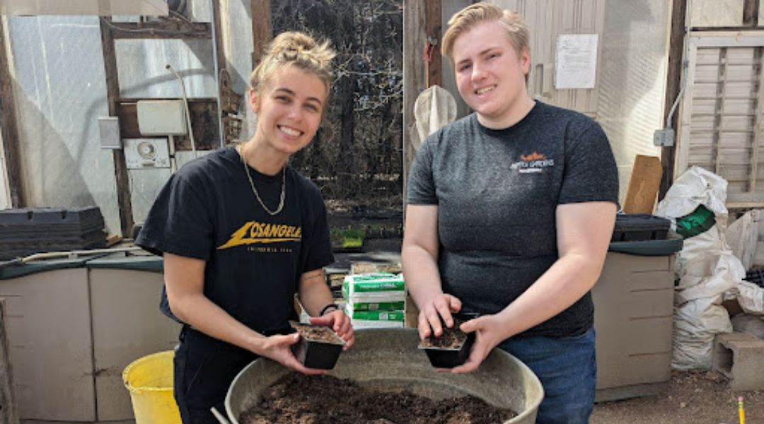 Students working on an agricultural project. 