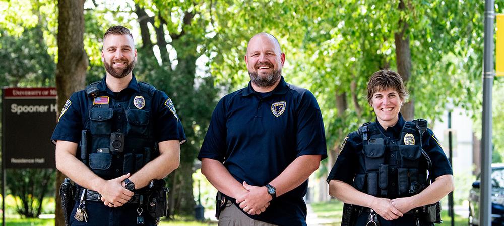 Three public safety officers of the UMN Morris campus public safety office.