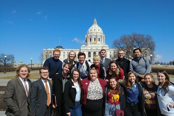 Morris Campus Student Association outside the Minnesota State Capital building