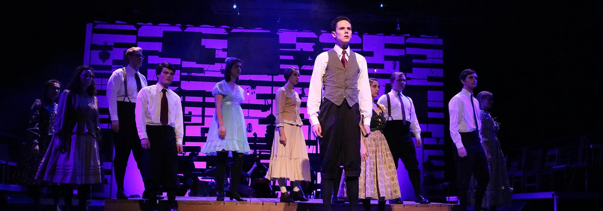 Morris students in a production of the Spring Awakening musical.